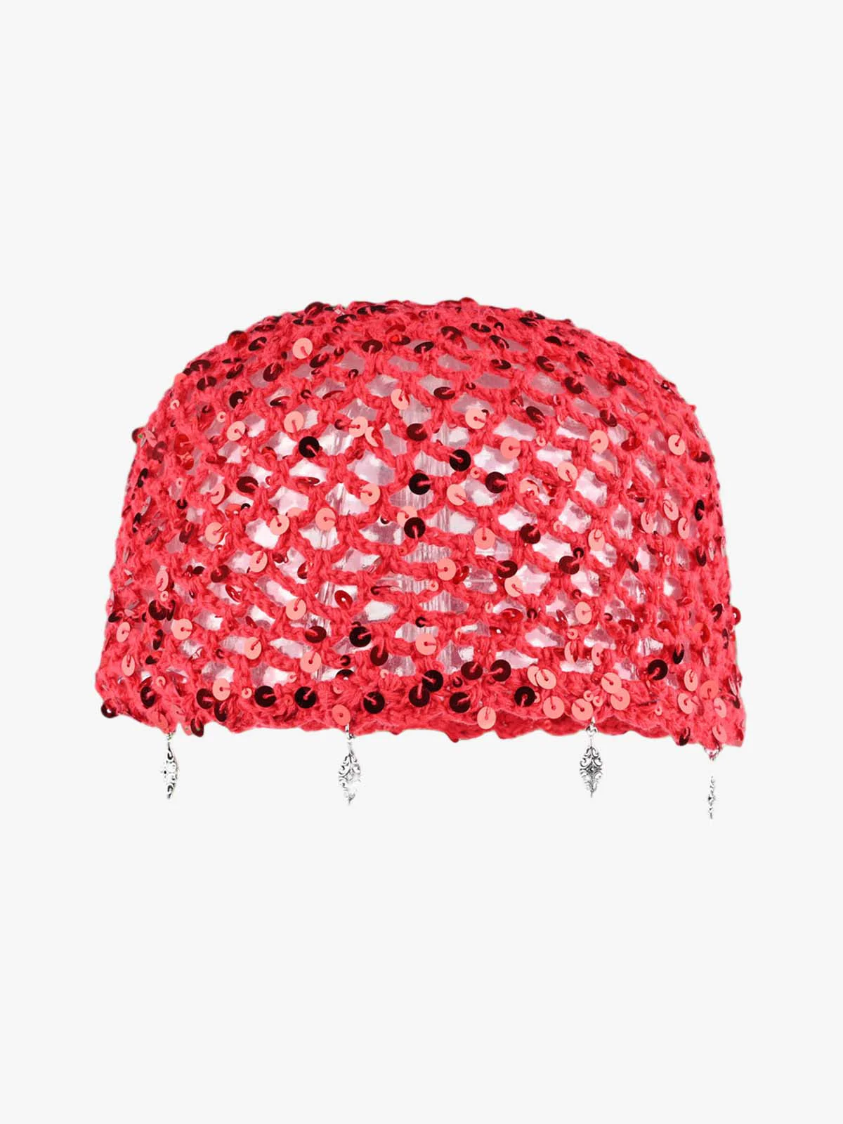 Vintage Sequin Mesh Beaded Fringe Cap - Image 2