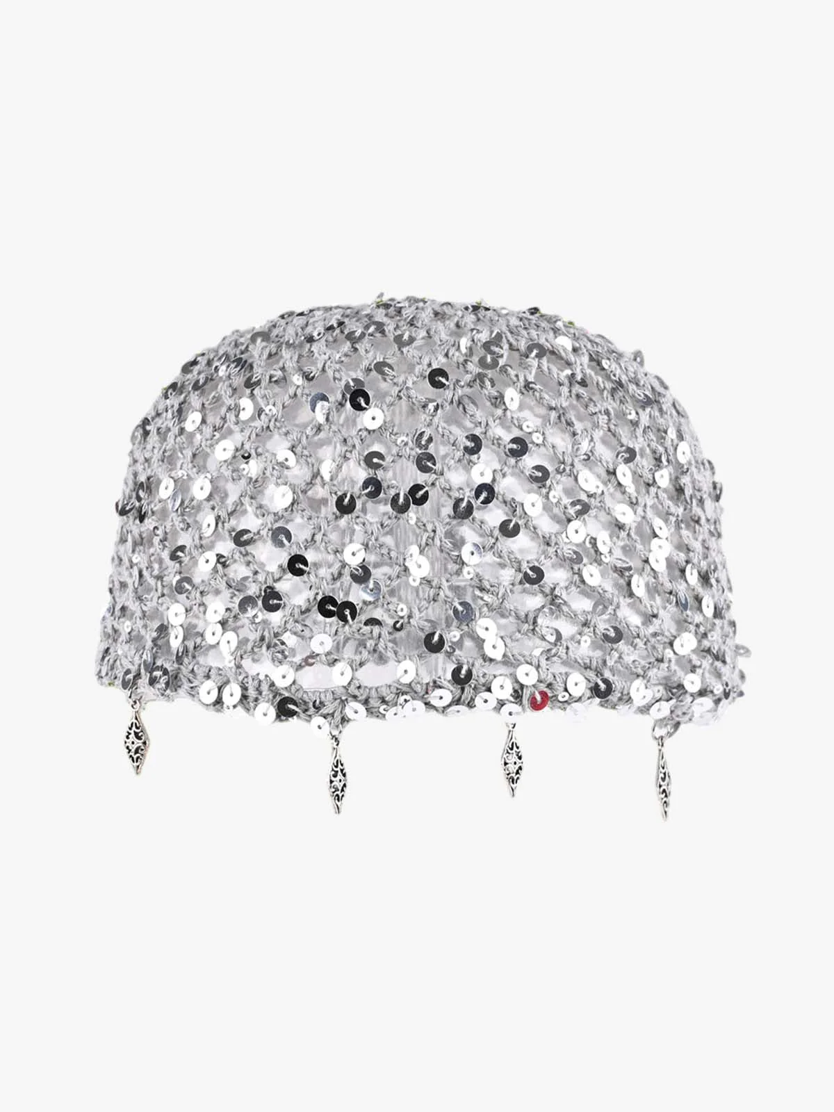 Vintage Sequin Mesh Beaded Fringe Cap - Image 3