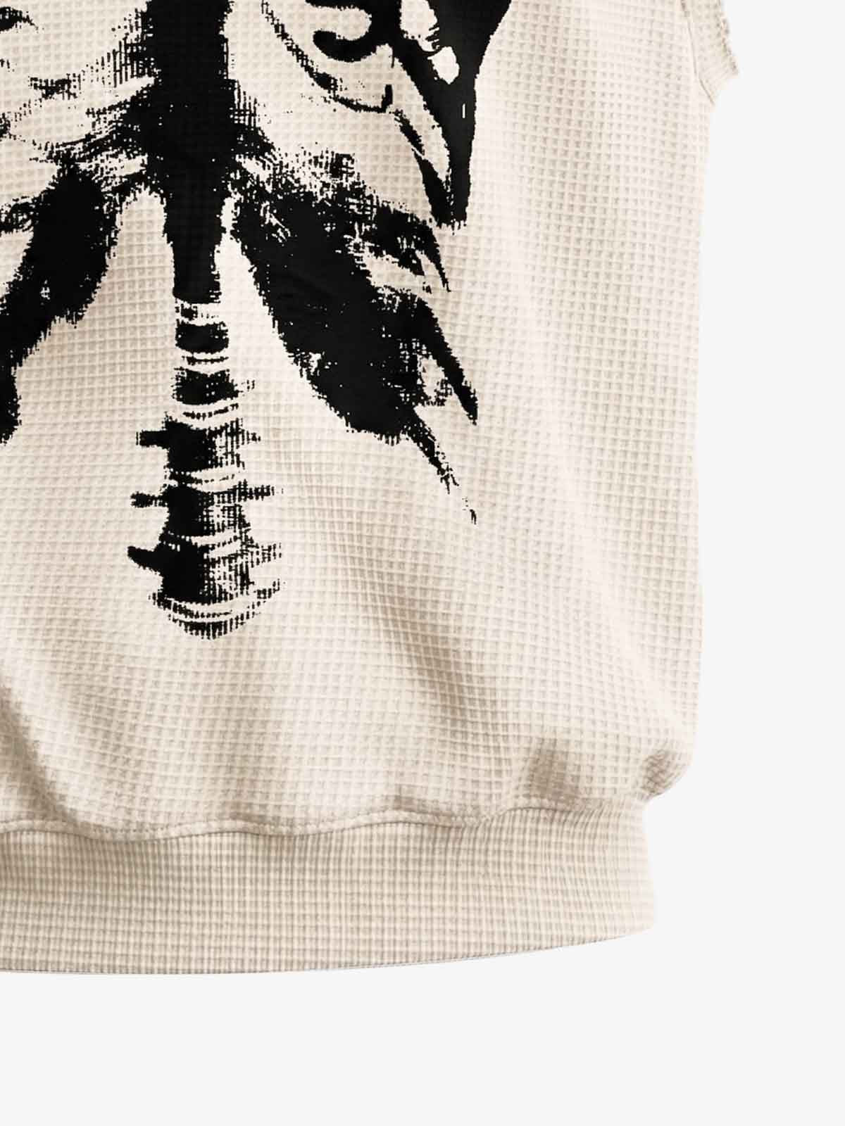 Vintage Skeleton Graphic Waffle Knit Sleeveless Vest - Image 13