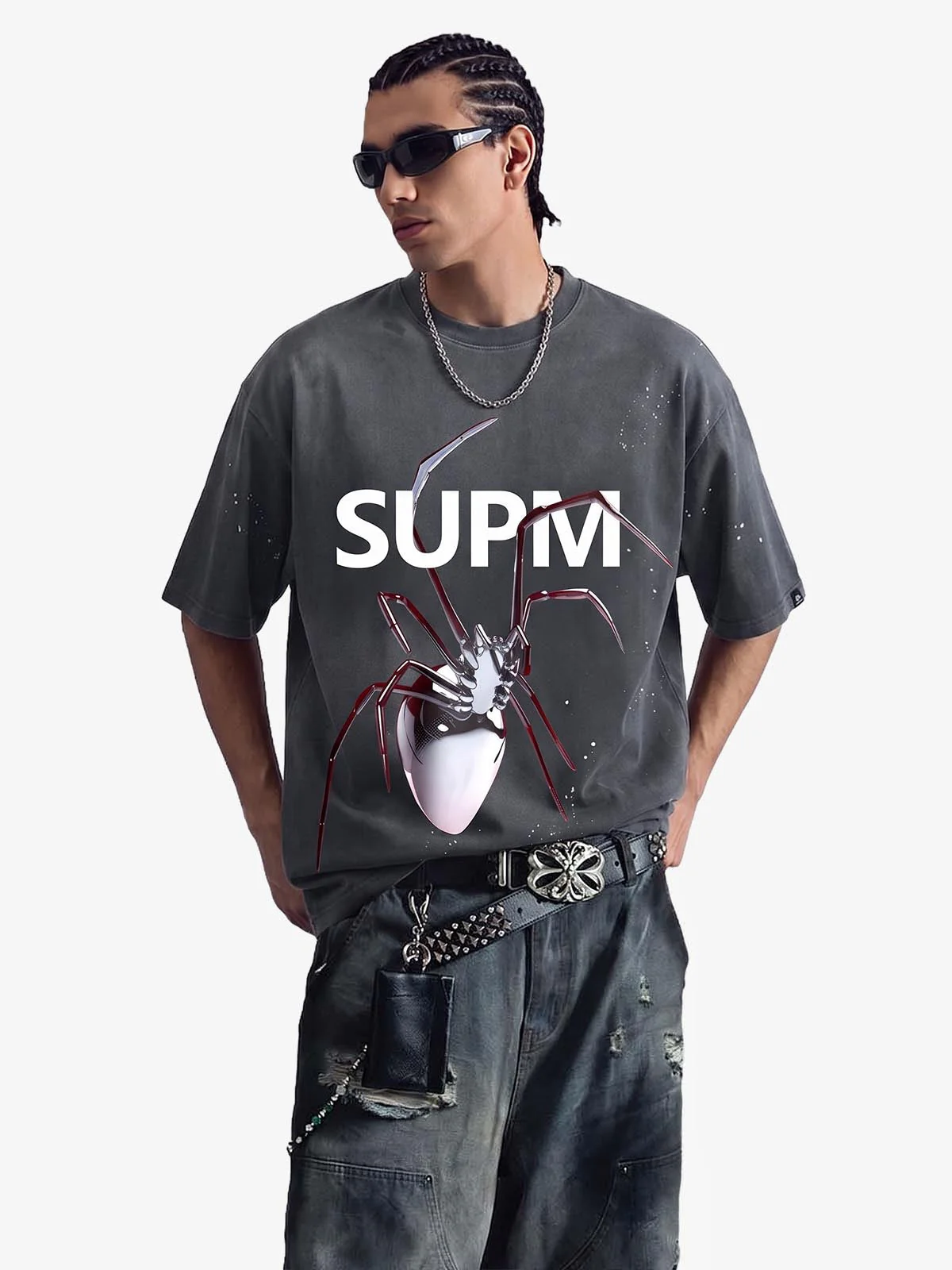 Vintage Spider Graphic Washed T-Shirt