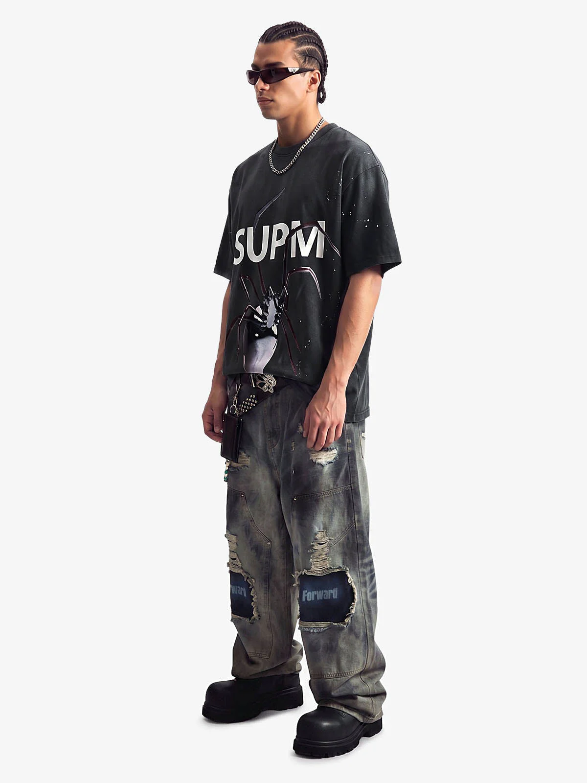 Vintage Spider Graphic Washed T-Shirt - Image 4