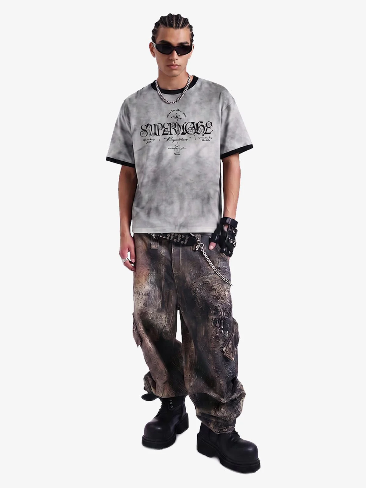Vintage Splatter Wash Contrast Ringer Graphic T-Shirt - Image 3