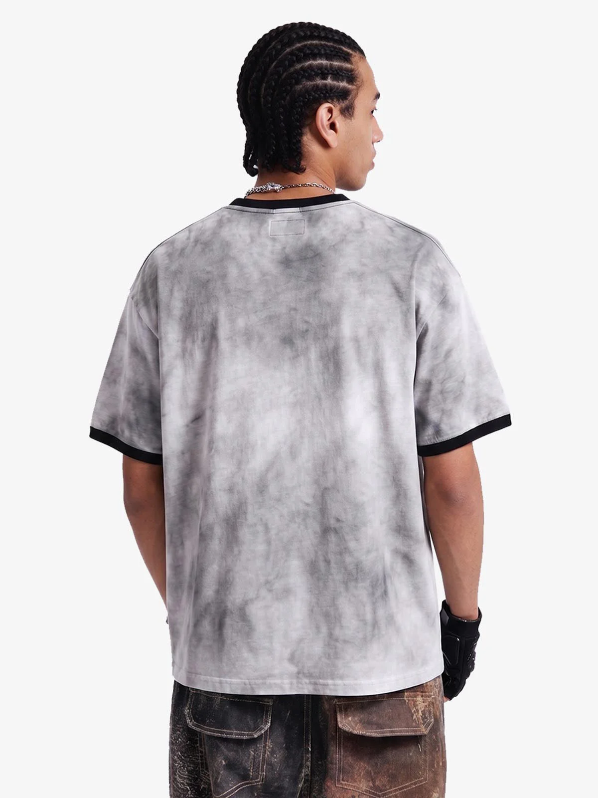 Vintage Splatter Wash Contrast Ringer Graphic T-Shirt - Image 4