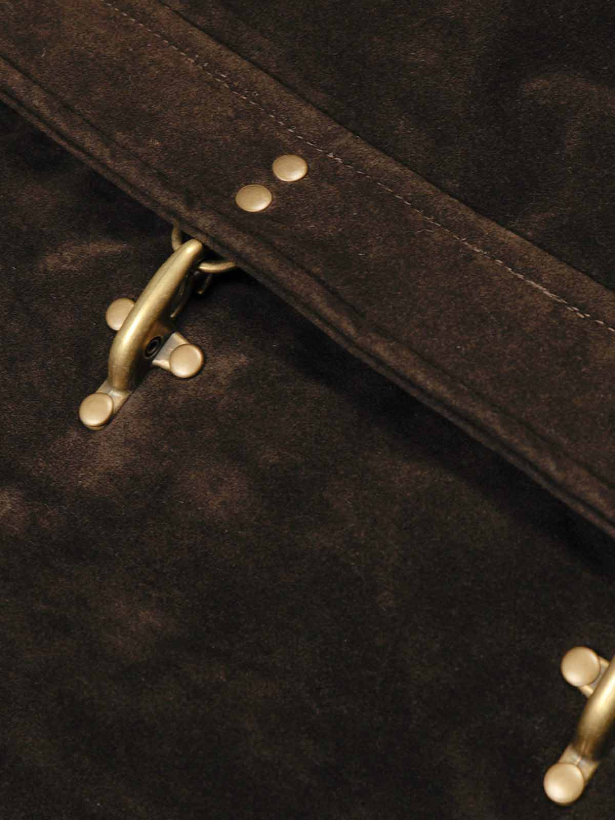 Vintage Suede Embroidered Metal Clip Down Jacket - 2626 - Image 15