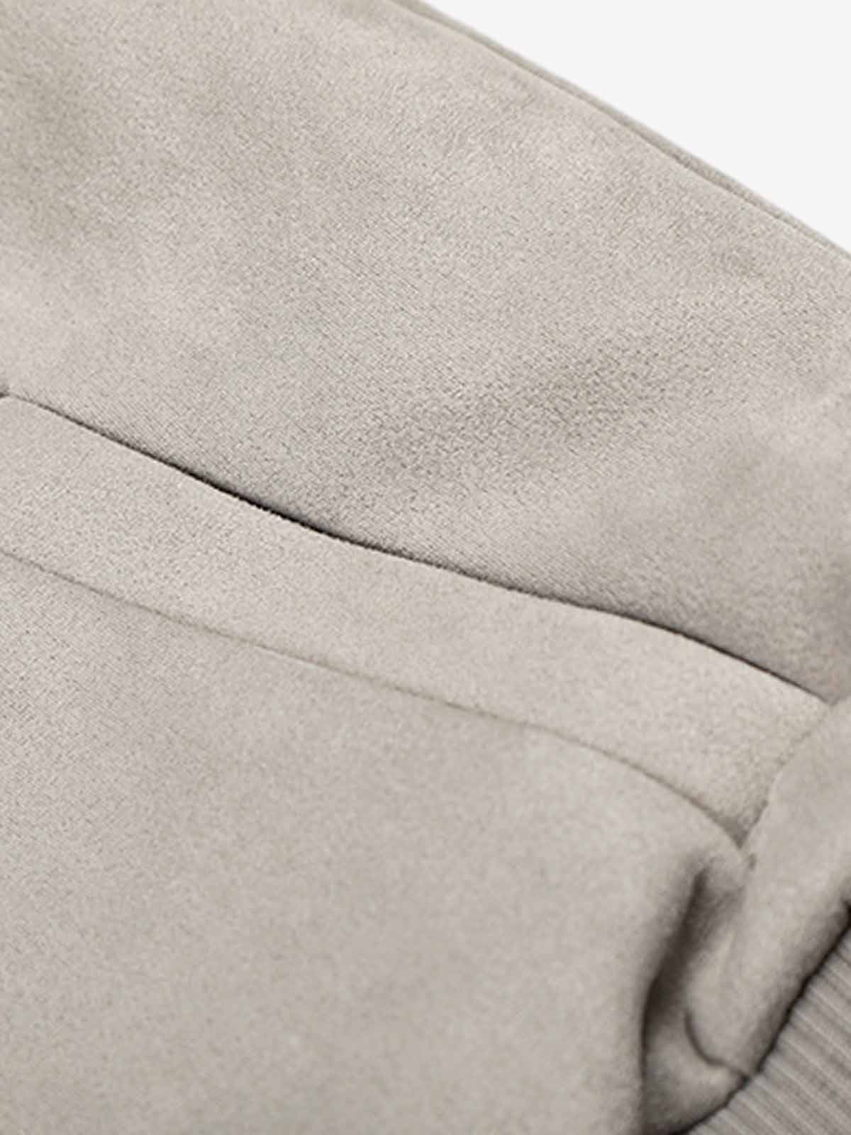 Vintage Suede Faux Fur Lined Buckle Bomber Jacket - Image 6
