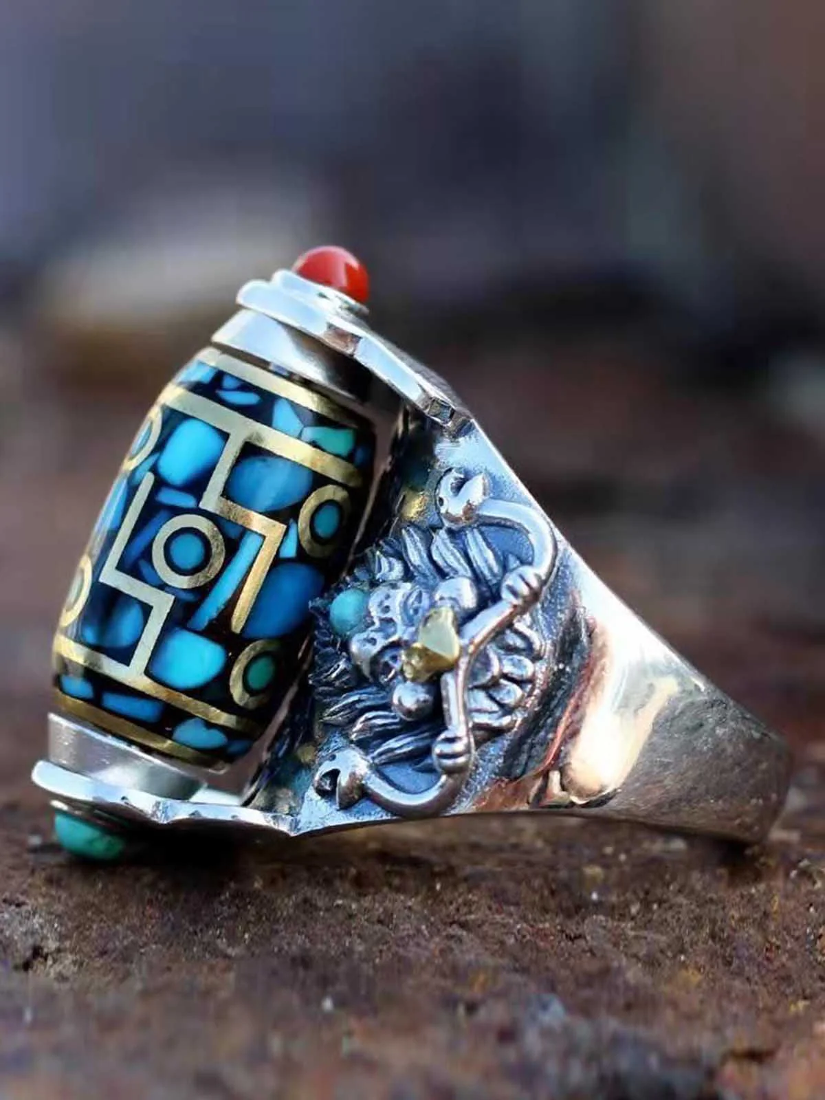 Vintage Totem Stone Ring - Image 4