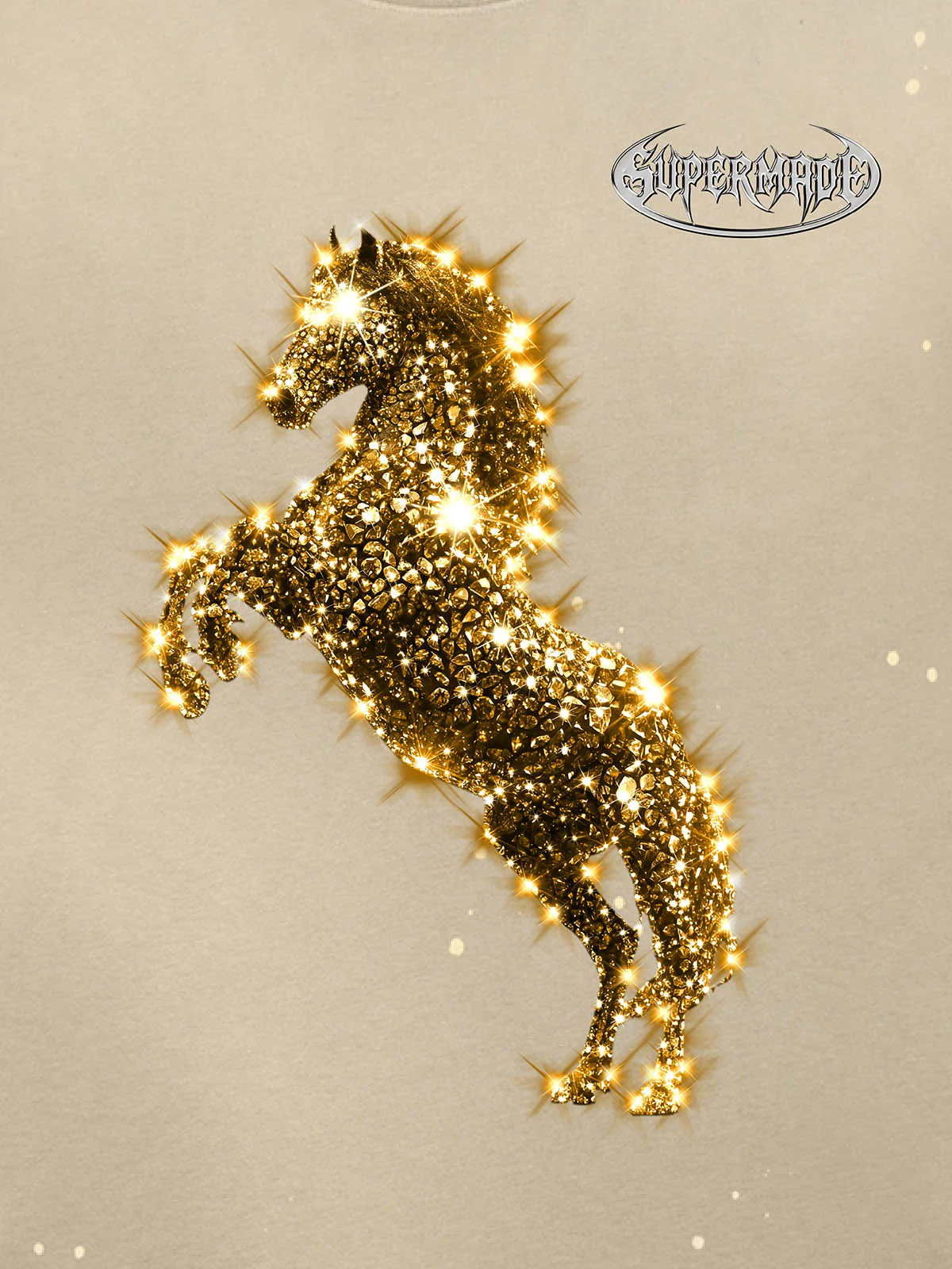 Vintage Wash Glitter Horse Pattern Splash Ink T-Shirt - Image 16