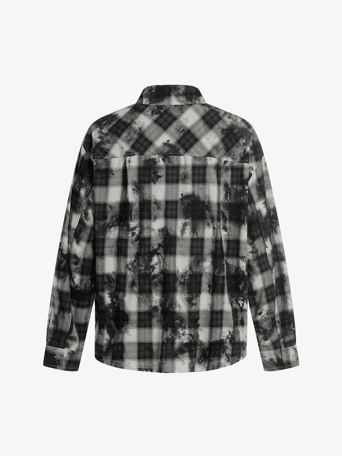 Vintage Wash Plaid Spray Dye Raw Hem Shirt - Image 2