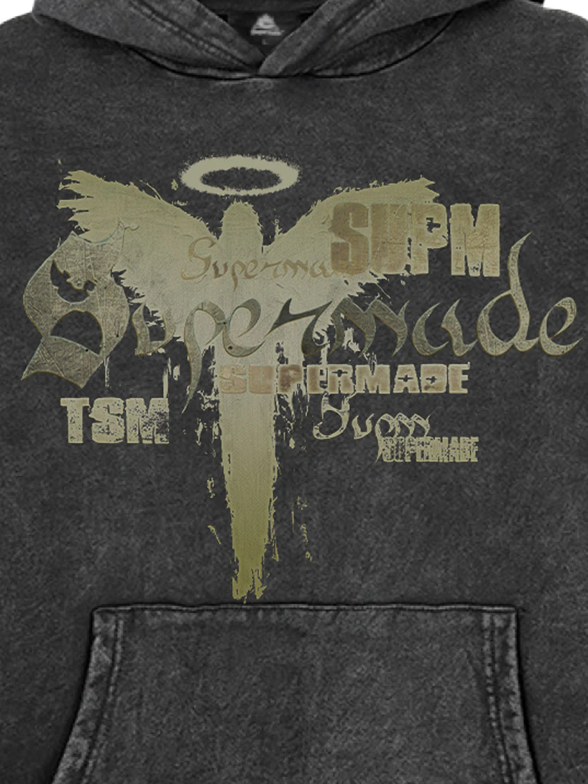 Vintage Washed Angel Halo Distressed Letter Graphic Hoodie - Image 12