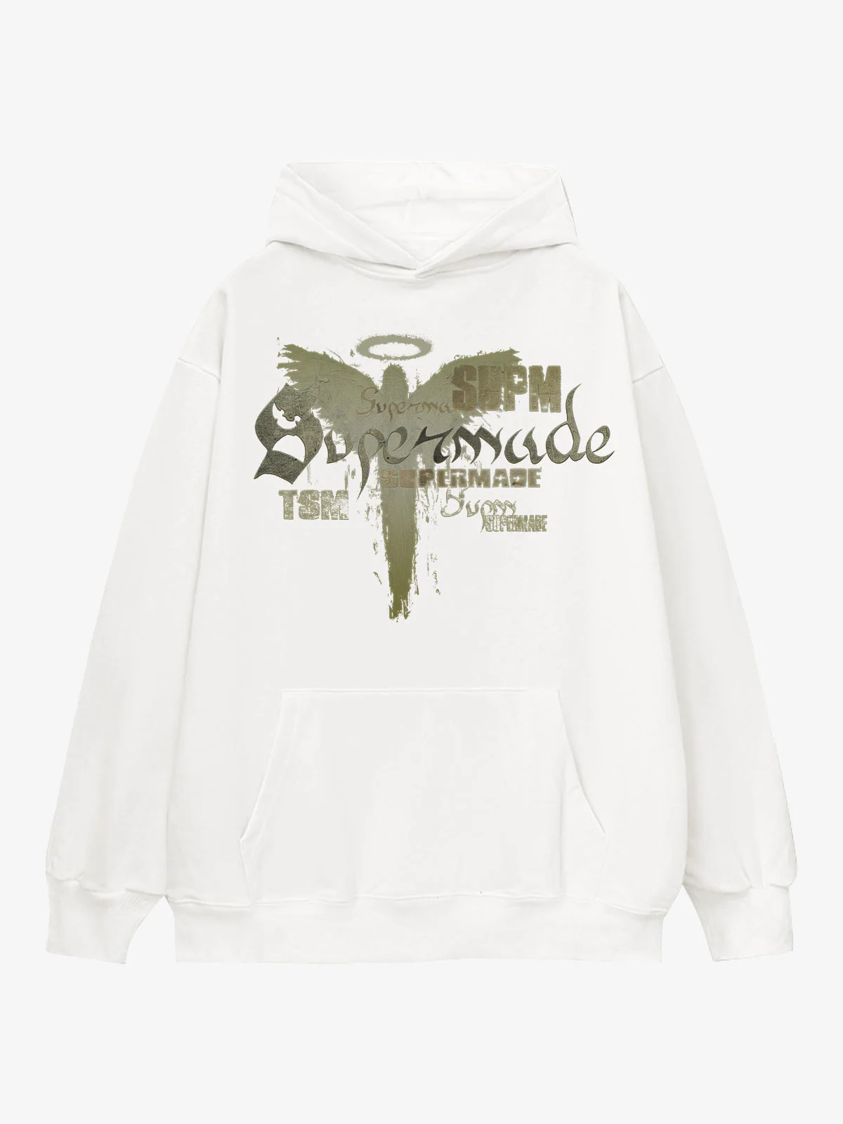 Vintage Washed Angel Halo Distressed Letter Graphic Hoodie - Image 2