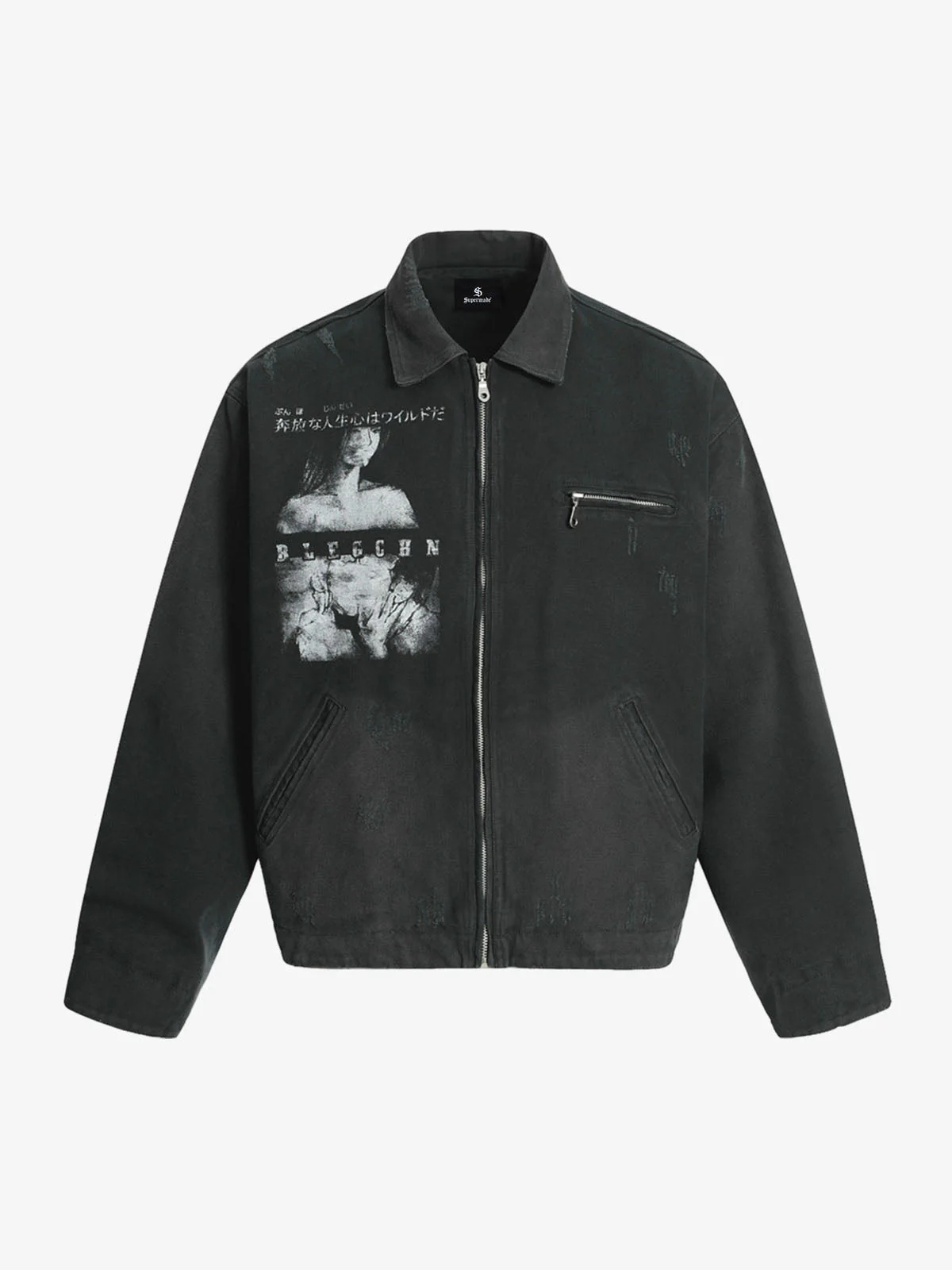 Vintage Washed Character Graphic Jacket