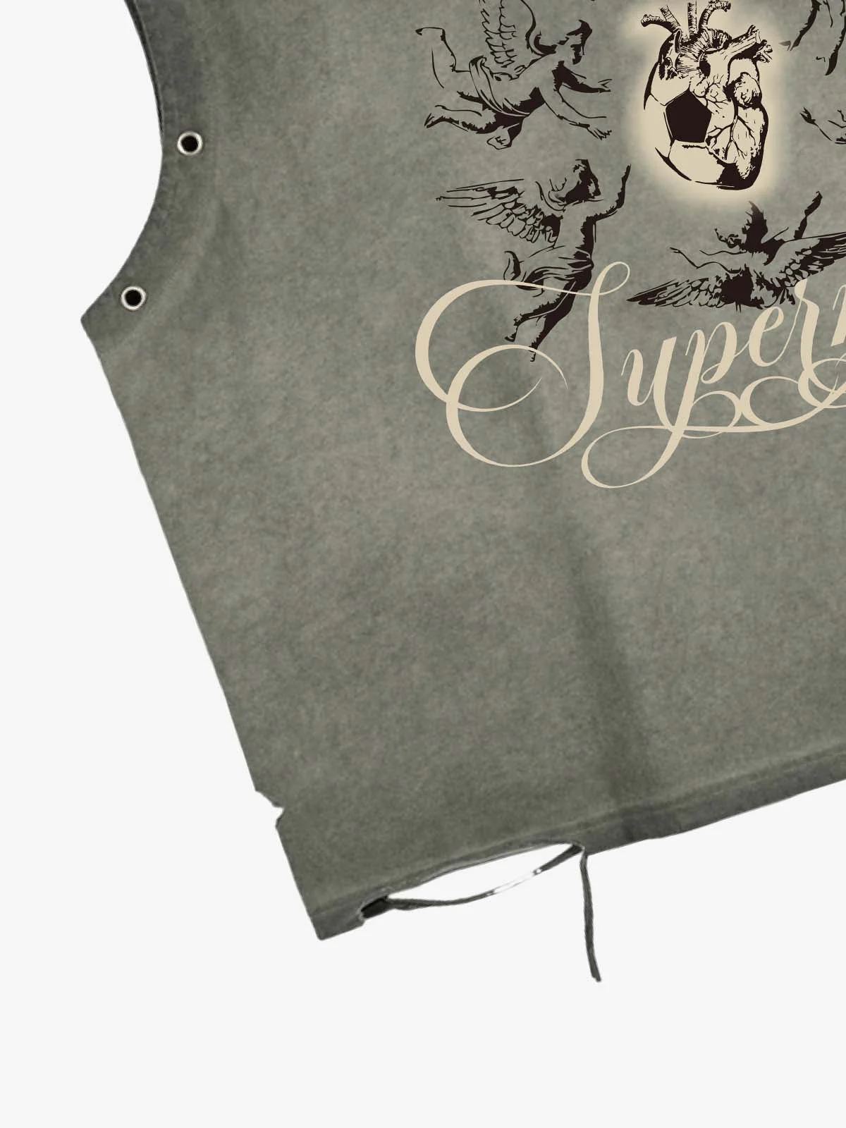 Vintage Washed Cherub Soccer Heart Graphic Sleeveless T-Shirt - Image 7