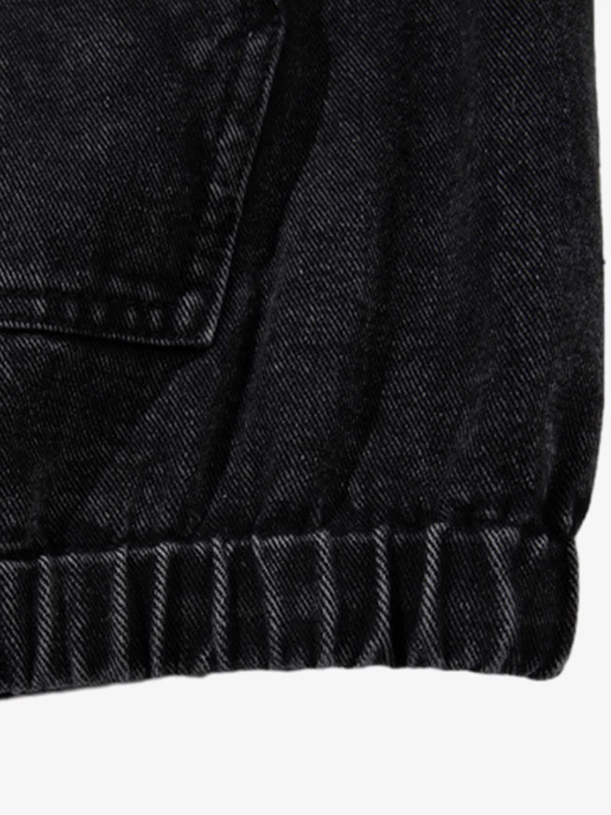 Vintage Washed Denim Metal Toggle Detail Pullover Hoodie - Image 6