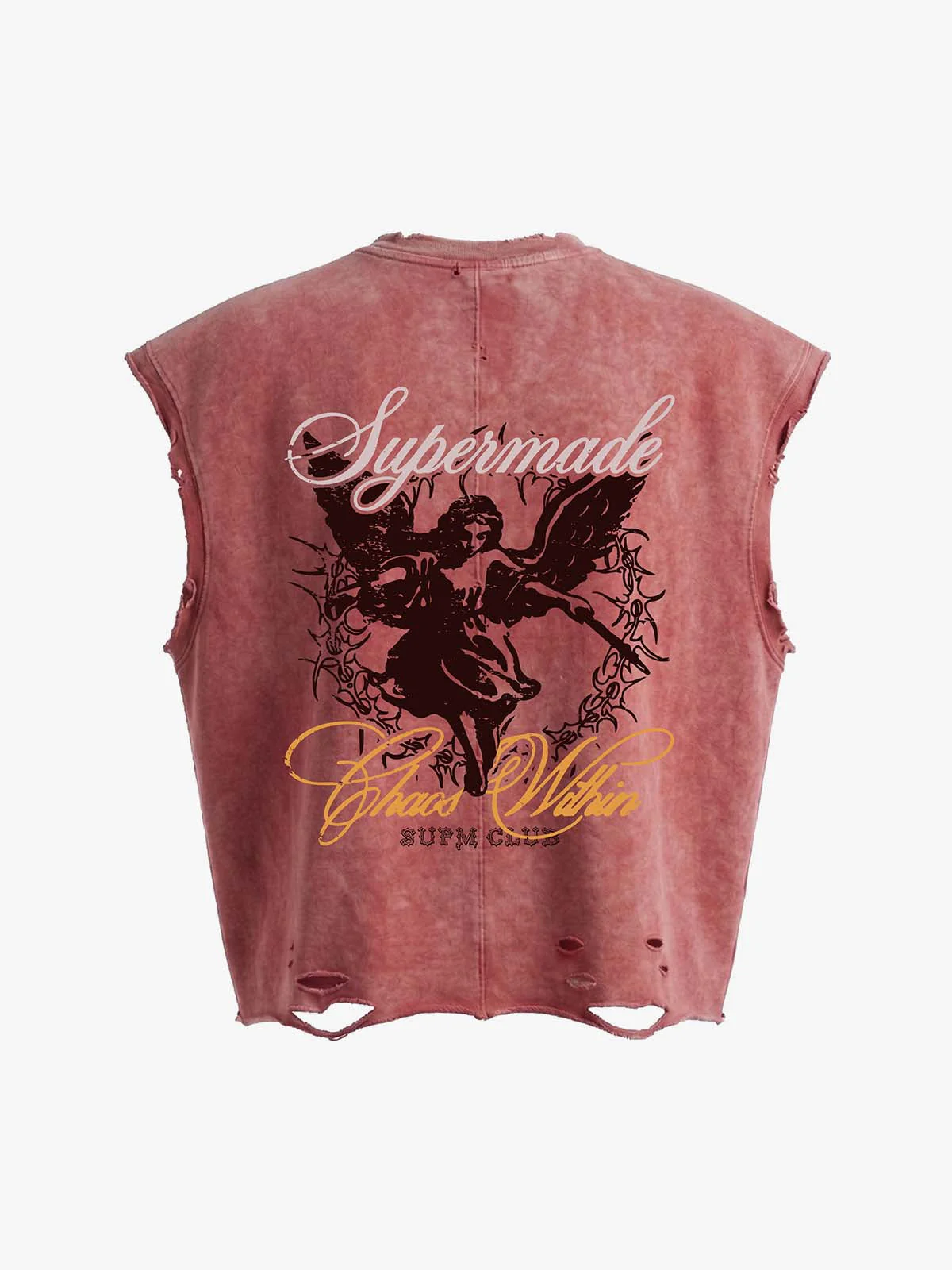 Vintage Washed Distressed Angel Graphic Sleeveless T-Shirt - Image 5