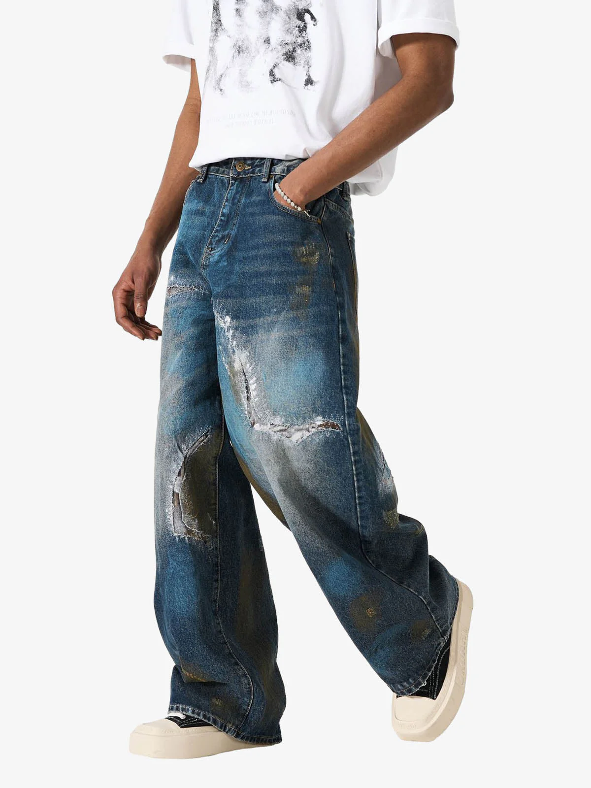 Vintage Washed Distressed Jeans - Image 4