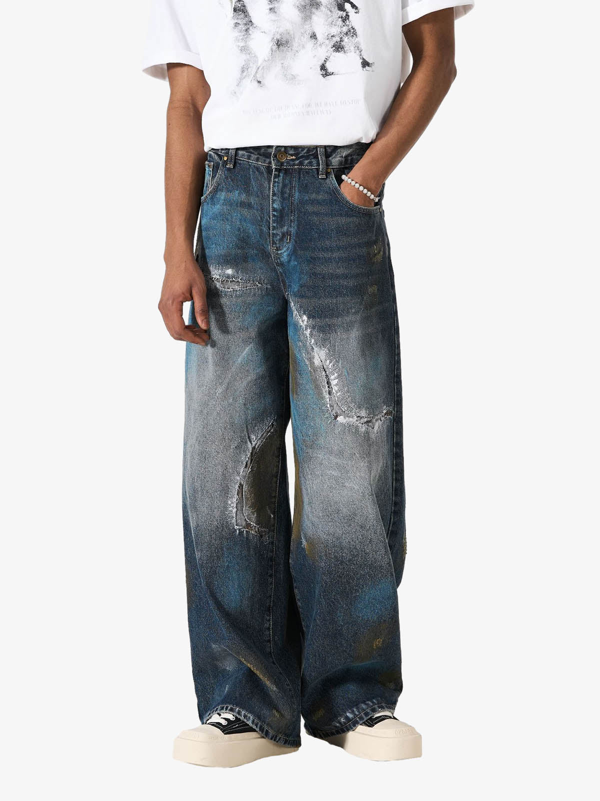 Vintage Washed Distressed Jeans - Image 6