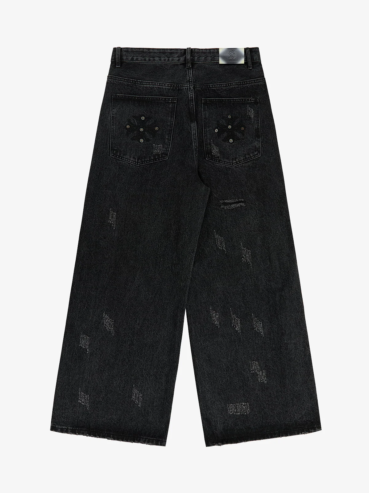 Vintage Washed Distressed Metal Ring Baggy Jeans - Image 8
