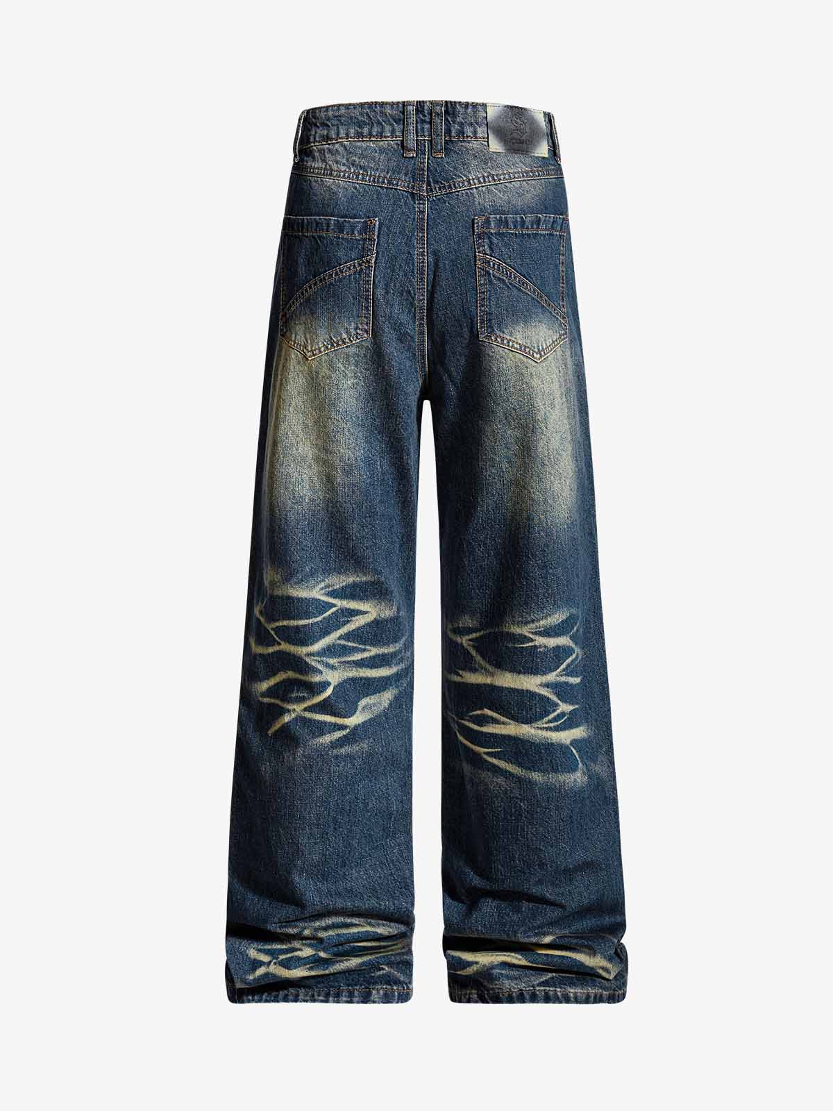 Vintage Washed Distressed Straight-Leg Jeans - Image 2