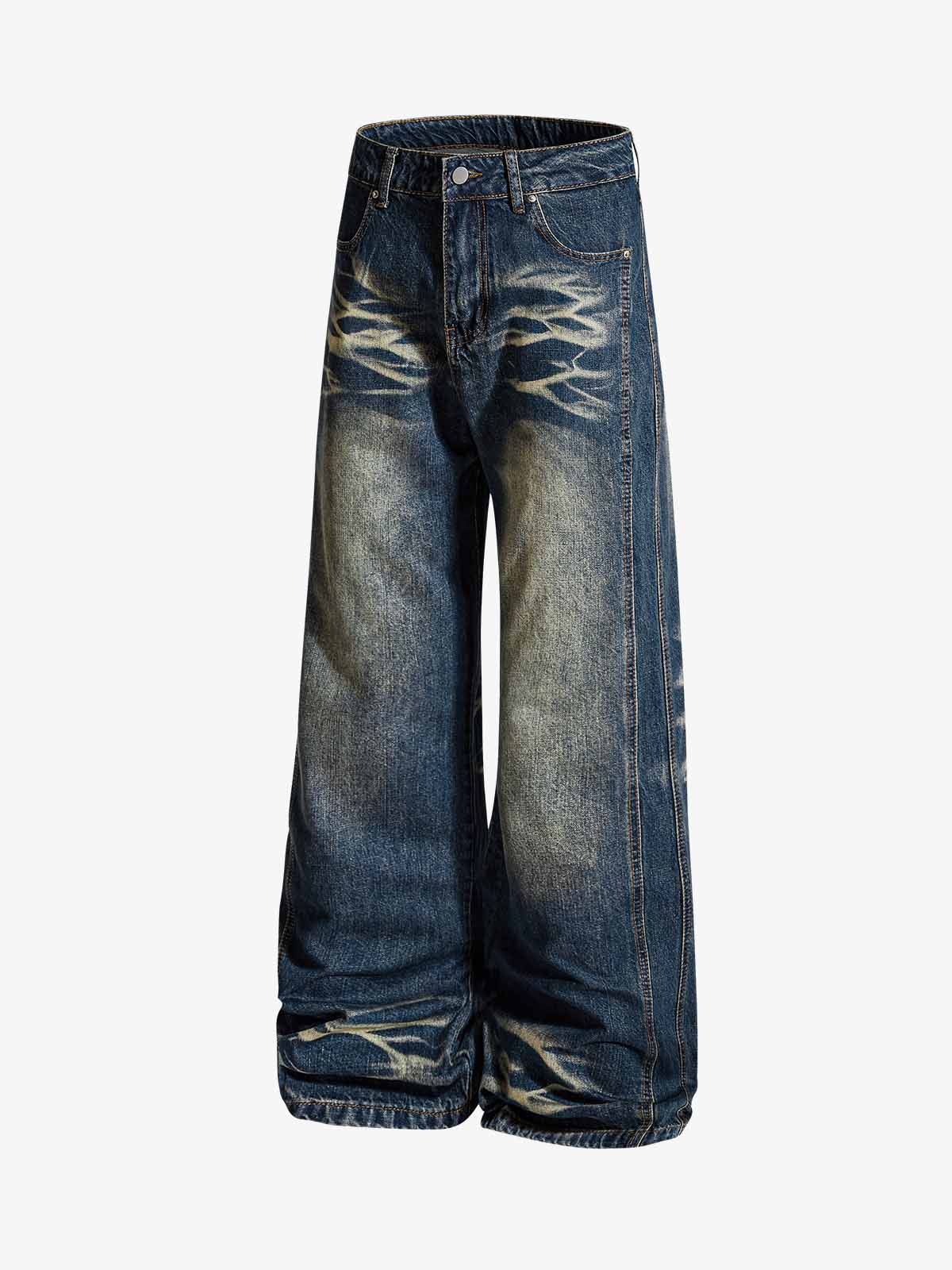Vintage Washed Distressed Straight-Leg Jeans - Image 3
