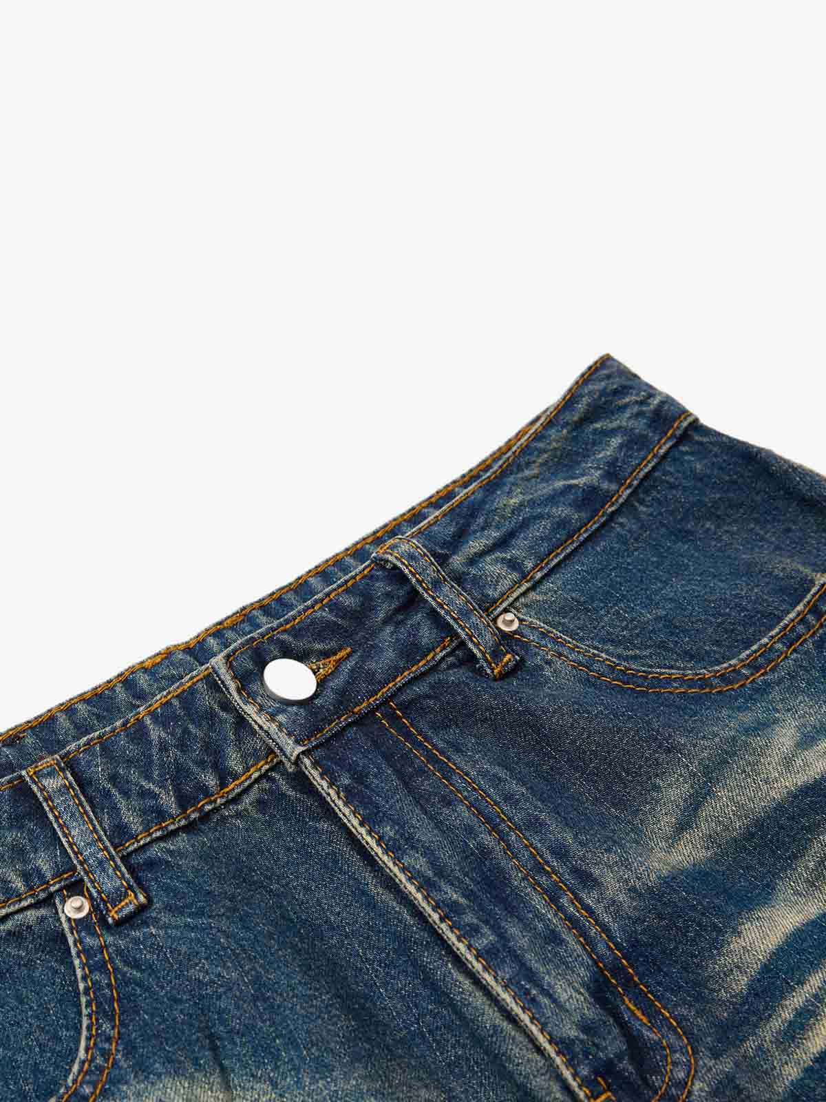Vintage Washed Distressed Straight-Leg Jeans - Image 4