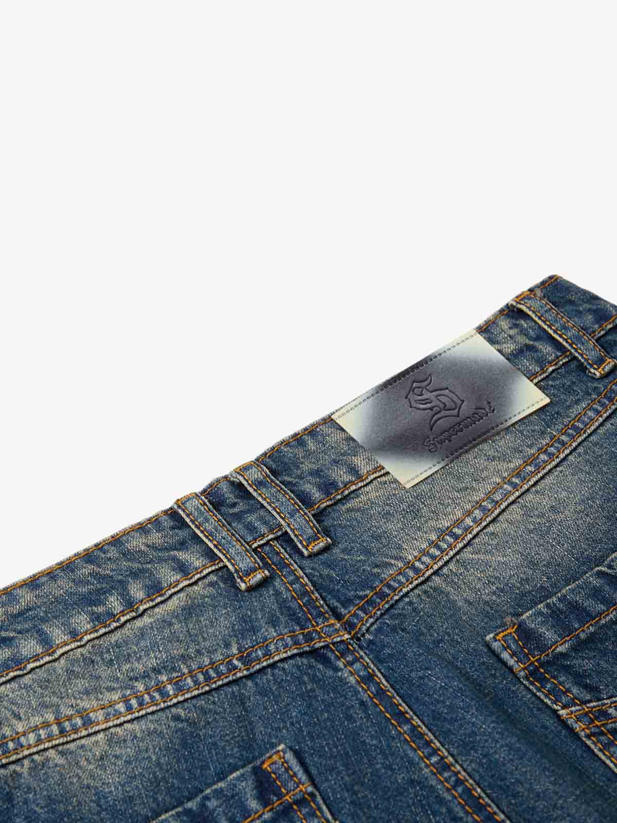 Vintage Washed Distressed Straight-Leg Jeans - Image 5