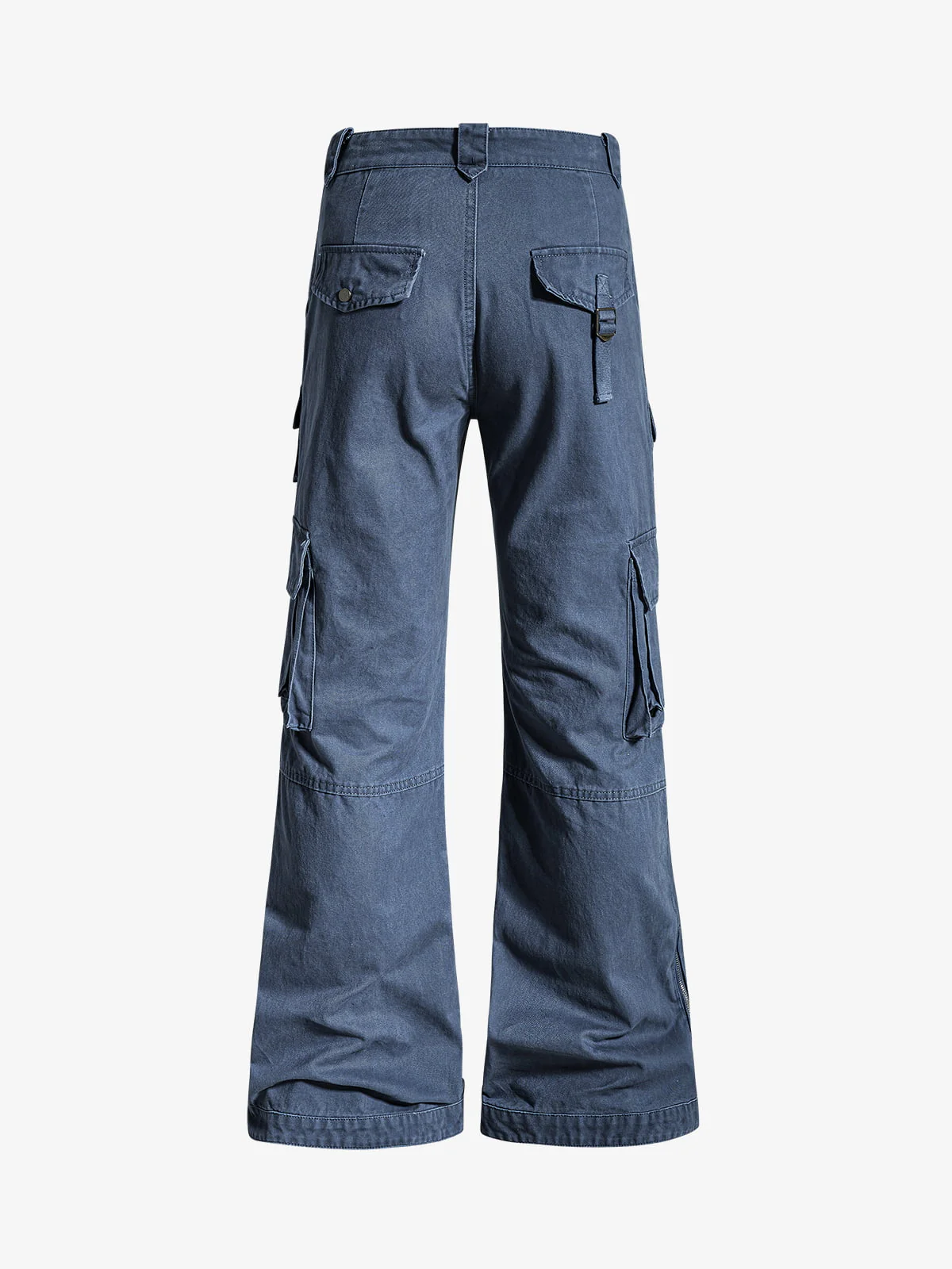 Vintage Washed Multi-Pocket Adjustable Strap Flare Cargo Pants - Image 3