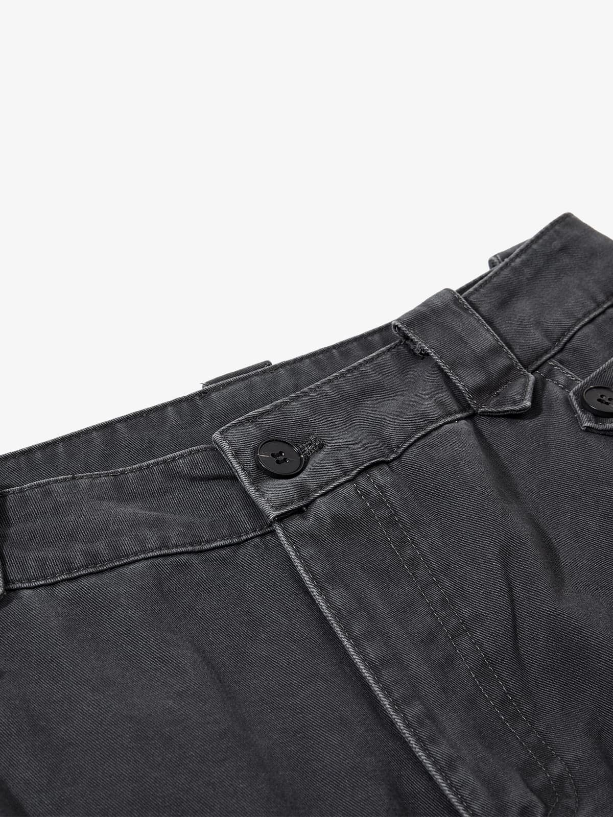 Vintage Washed Multi-Pocket Adjustable Strap Flare Cargo Pants - Image 5