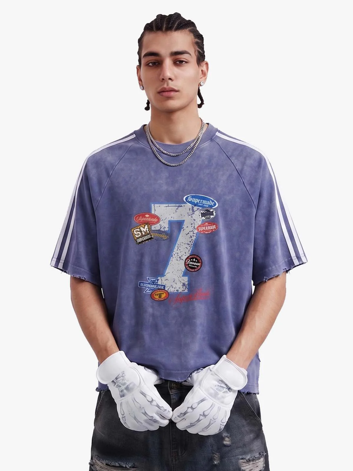 Vintage Washed Number 7 Badge Graphic T-Shirt