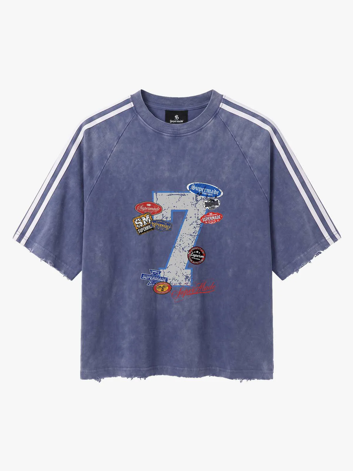 Vintage Washed Number 7 Badge Graphic T-Shirt - Image 2