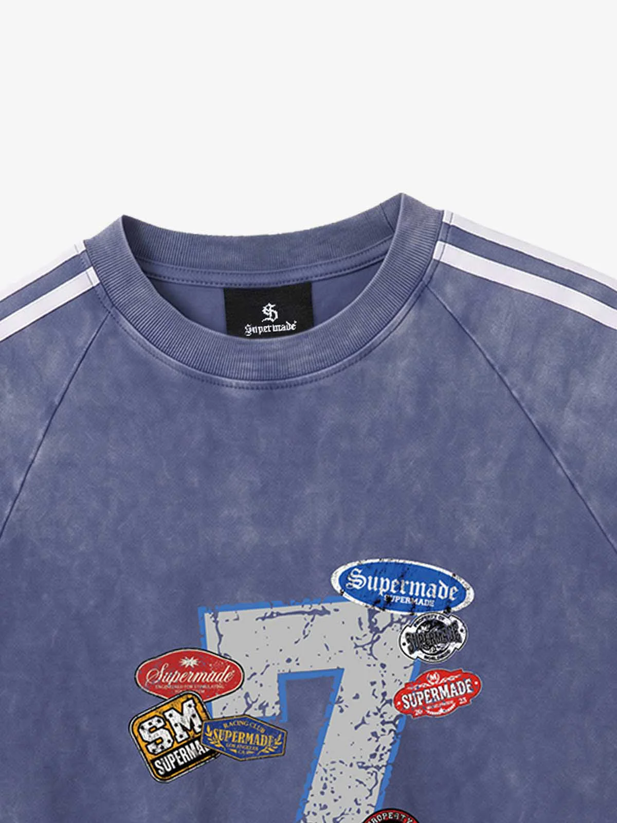 Vintage Washed Number 7 Badge Graphic T-Shirt - Image 7
