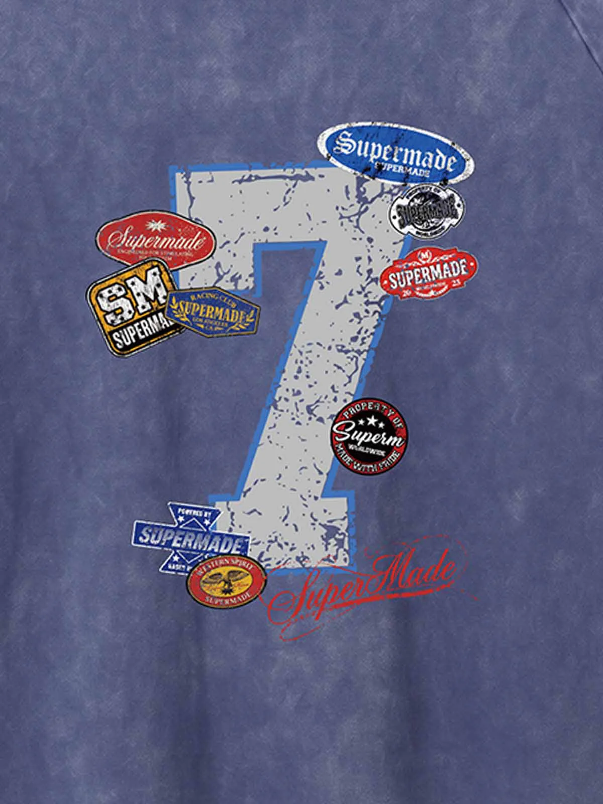 Vintage Washed Number 7 Badge Graphic T-Shirt - Image 9