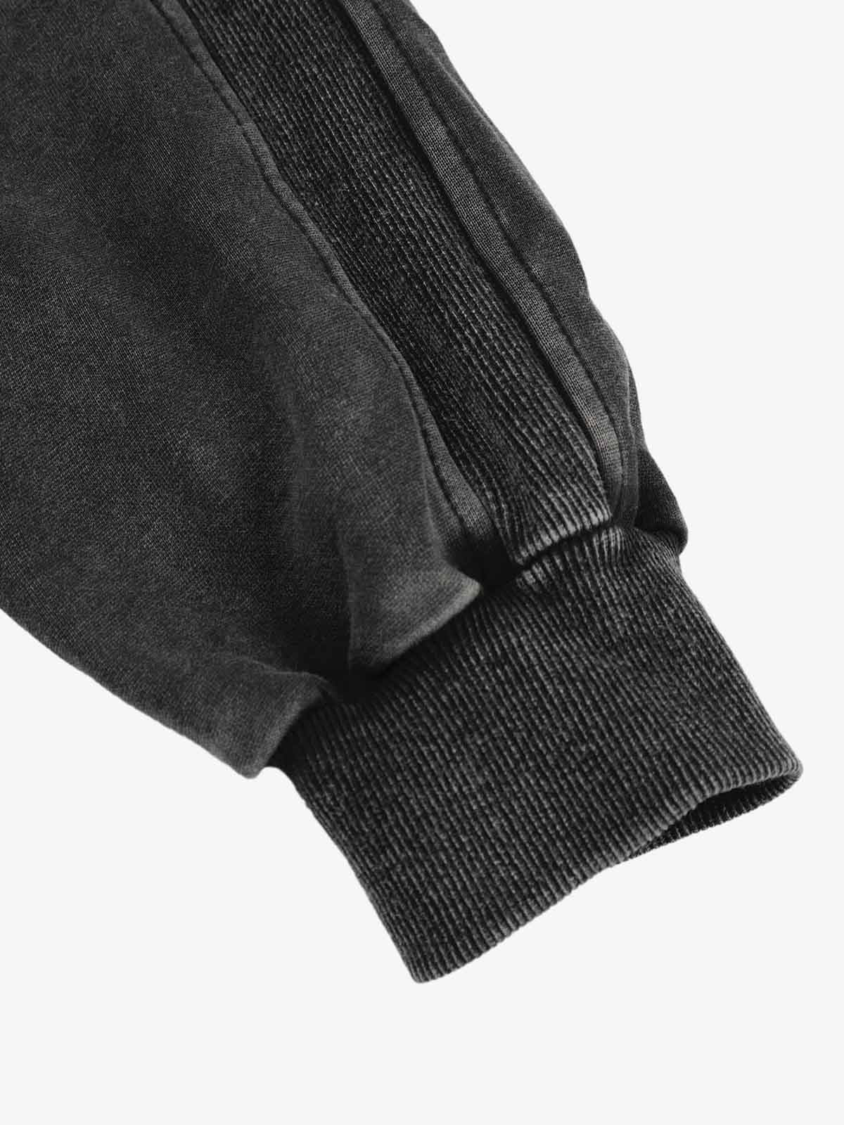 Vintage Washed Panel Construction Zip-Up Hoodie - Image 12