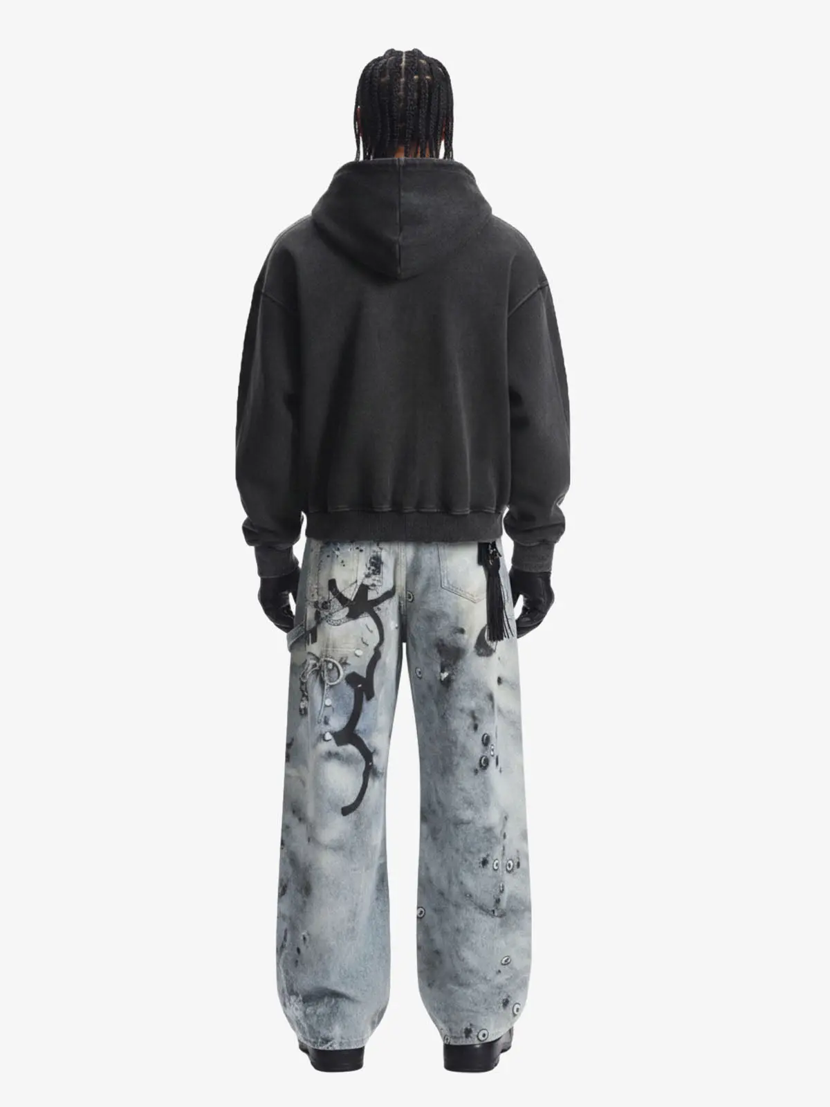 Vintage Washed Panel Construction Zip-Up Hoodie - Image 5