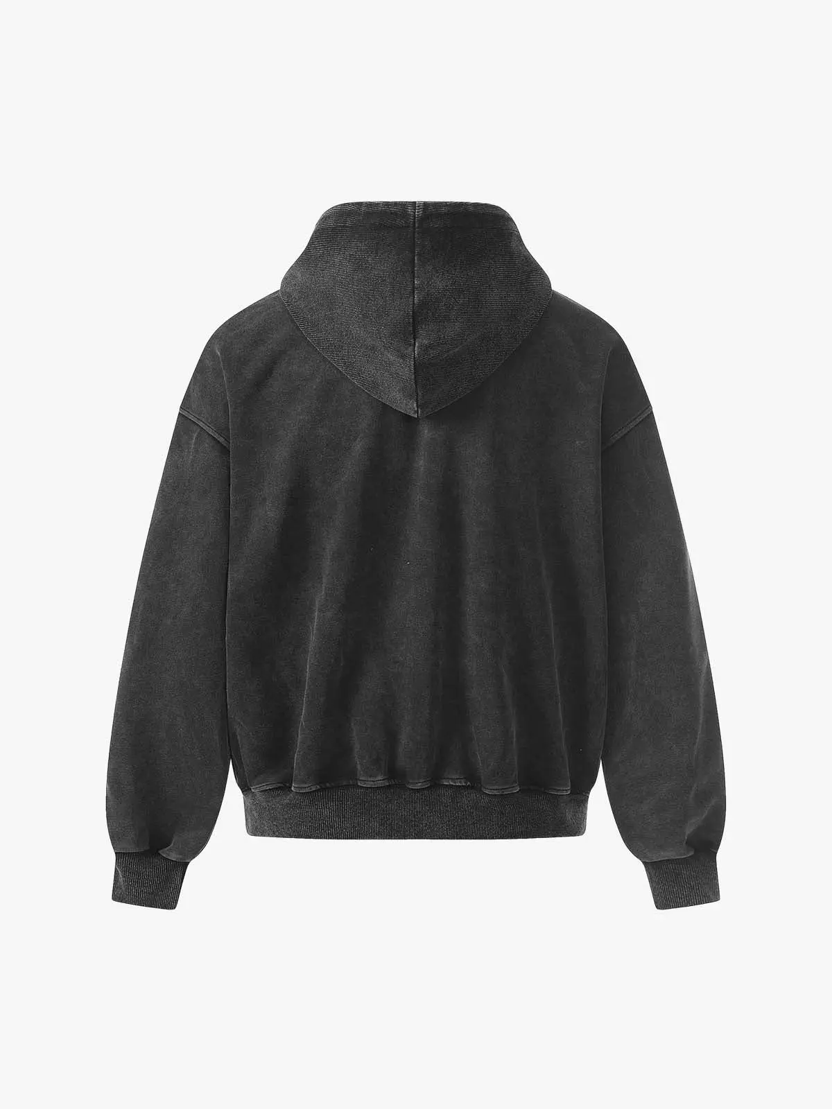 Vintage Washed Panel Construction Zip-Up Hoodie - Image 8