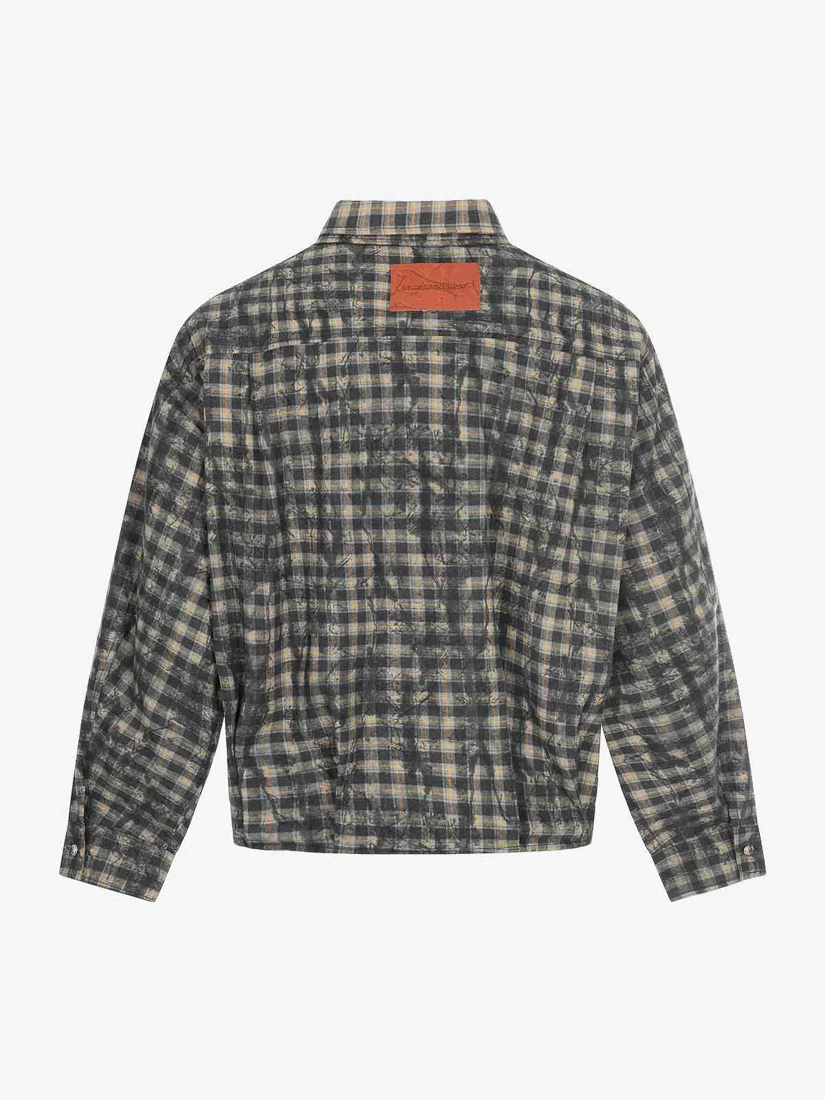 Vintage Washed Plaid Cropped Shirt Jacket - Image 5