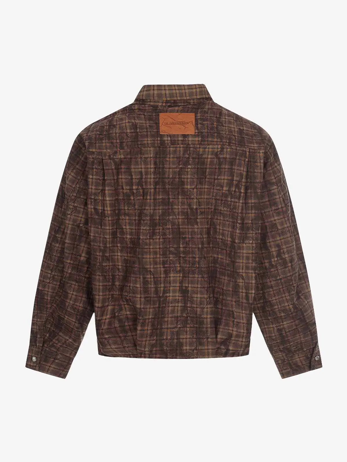 Vintage Washed Plaid Cropped Shirt Jacket - Image 6