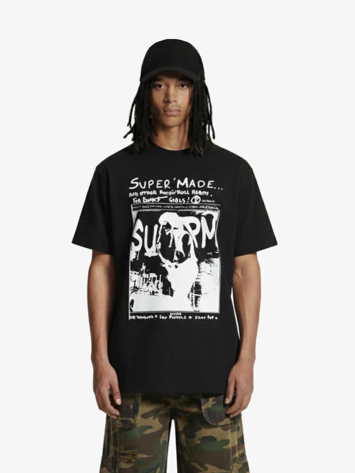 Vintage Washed Punk Graphic Print T-Shirt