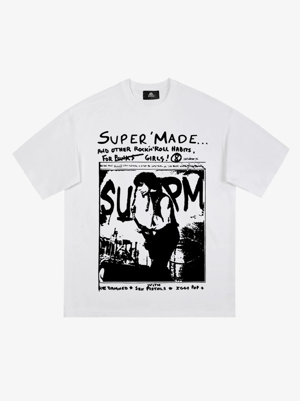 Vintage Washed Punk Graphic Print T-Shirt - Image 2