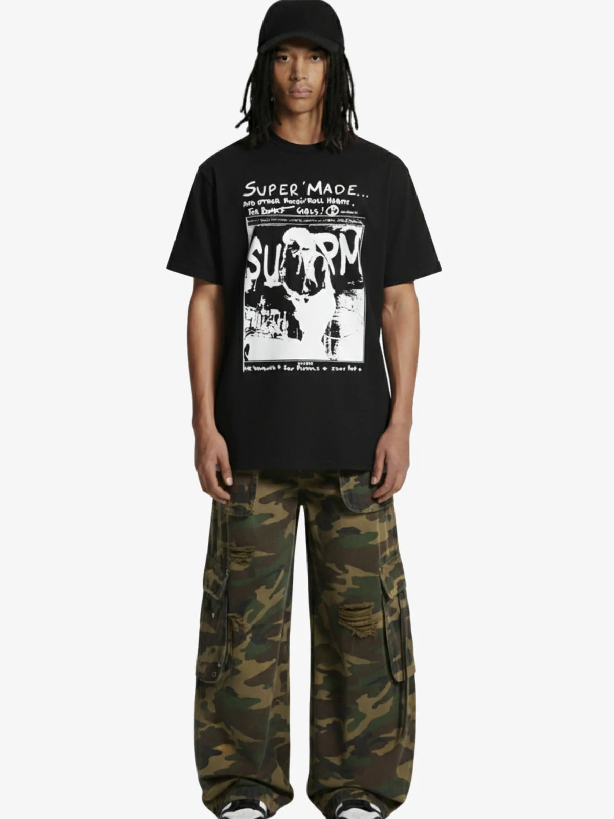 Vintage Washed Punk Graphic Print T-Shirt - Image 4