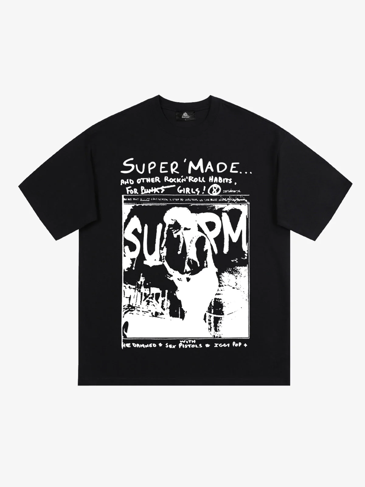Vintage Washed Punk Graphic Print T-Shirt - Image 7
