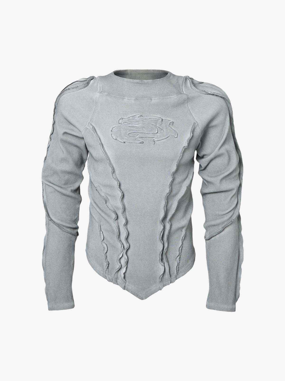 Vintage Washed Sculpted Seam Ribbed Long Sleeve T-Shirt - 2624 - Image 2