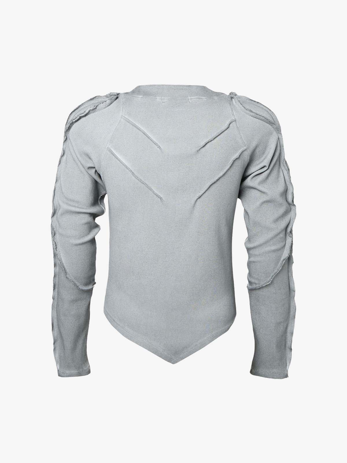 Vintage Washed Sculpted Seam Ribbed Long Sleeve T-Shirt - 2624 - Image 5