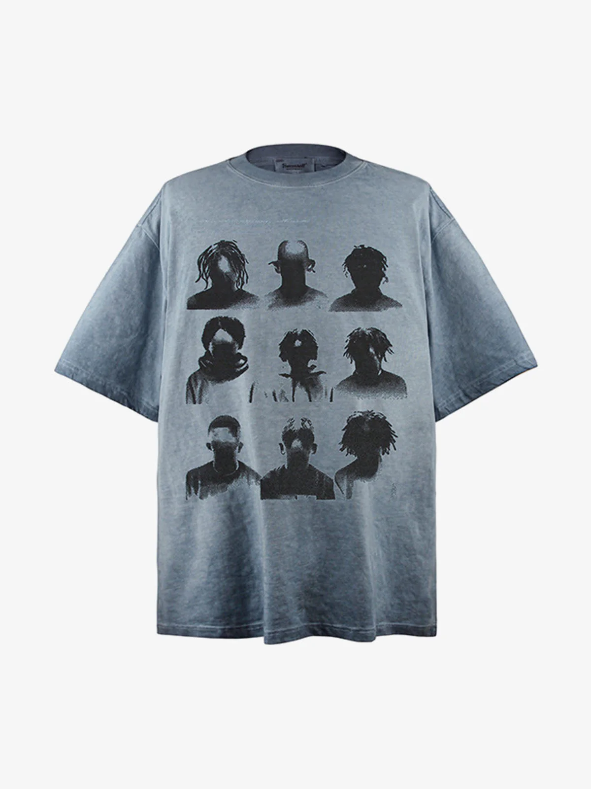 Vintage Washed Shadow Portrait Print T-Shirt