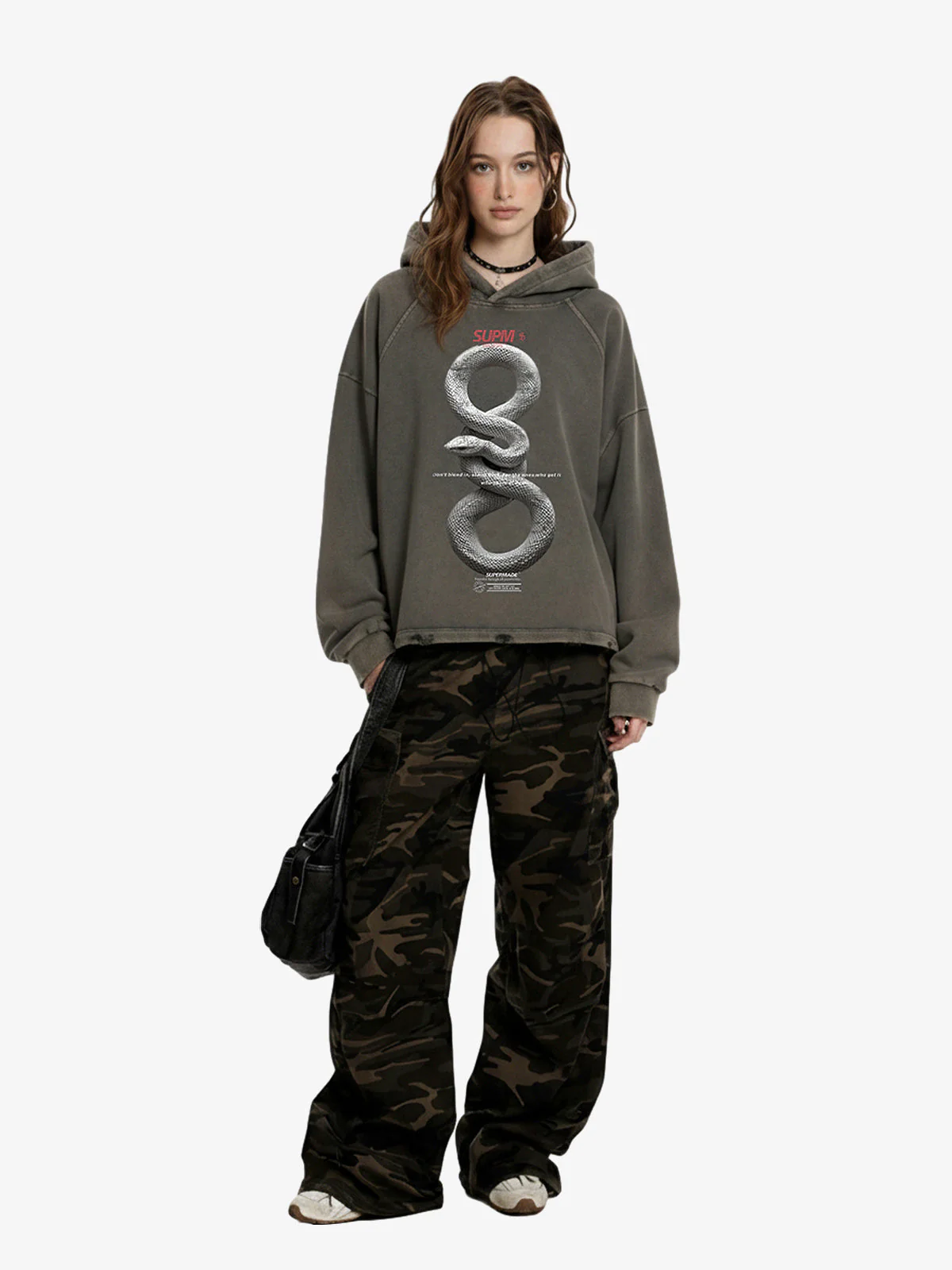 Vintage Washed Snake Appliqué Pullover Hoodie - Image 5