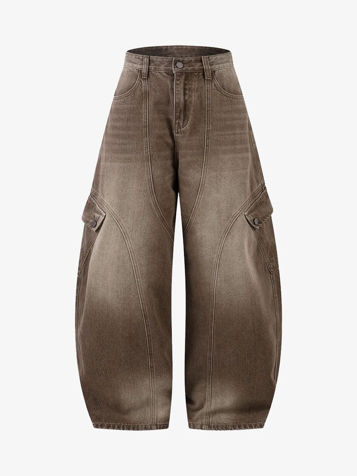 Vintage Washed Workwear Barrel Jeans - 2593