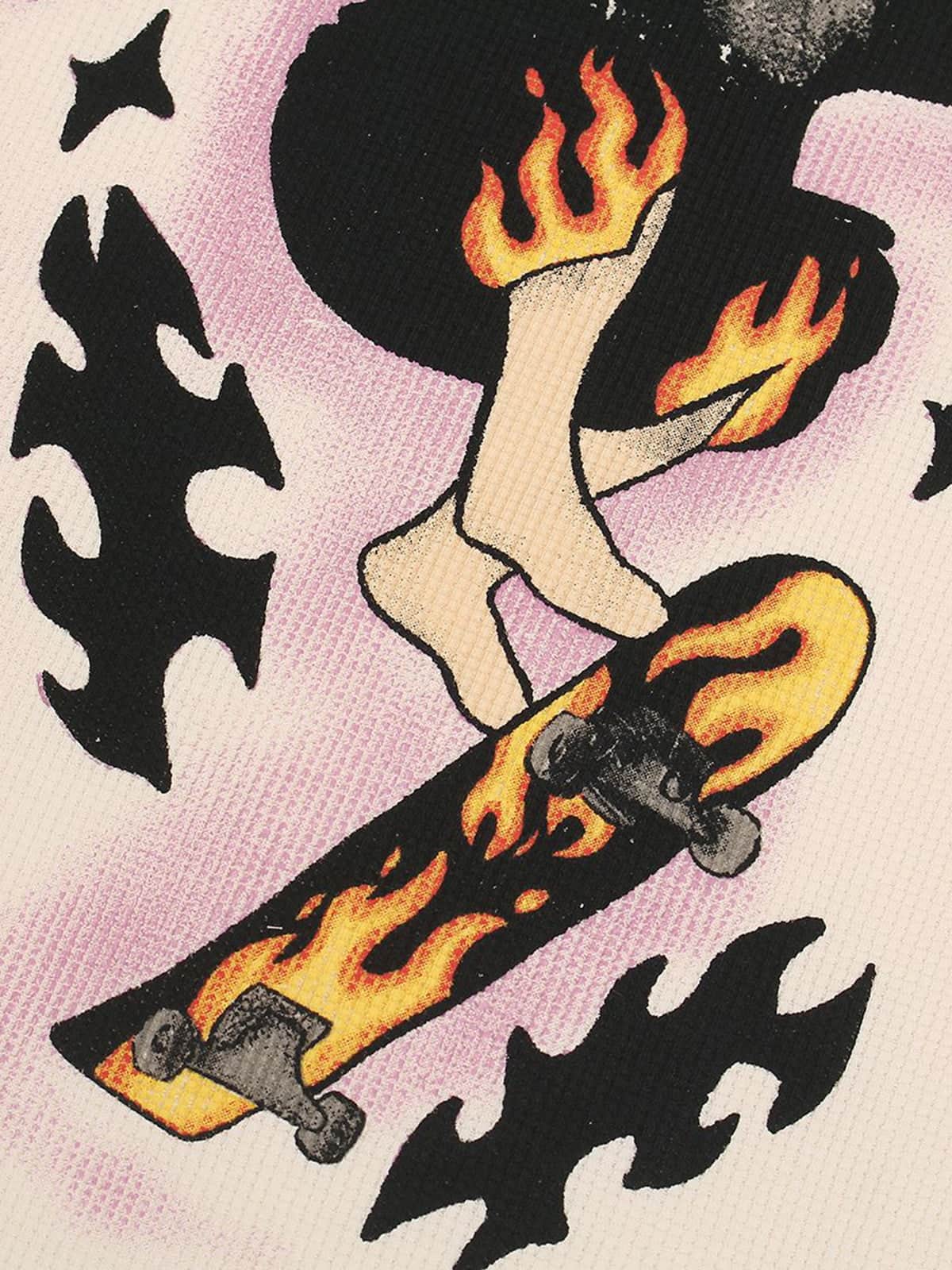 Waffle Knit Skate Wizard Flame Graphic T-Shirt - Image 5