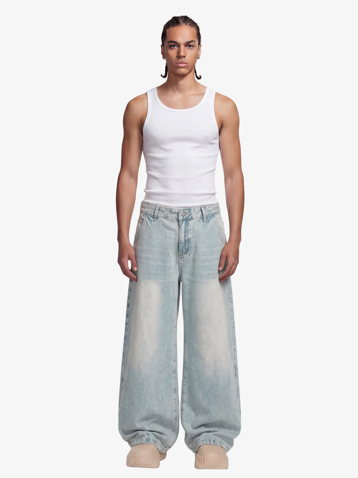 Denim Washed Distressed Barrel Jeans - 2511 - Image 4