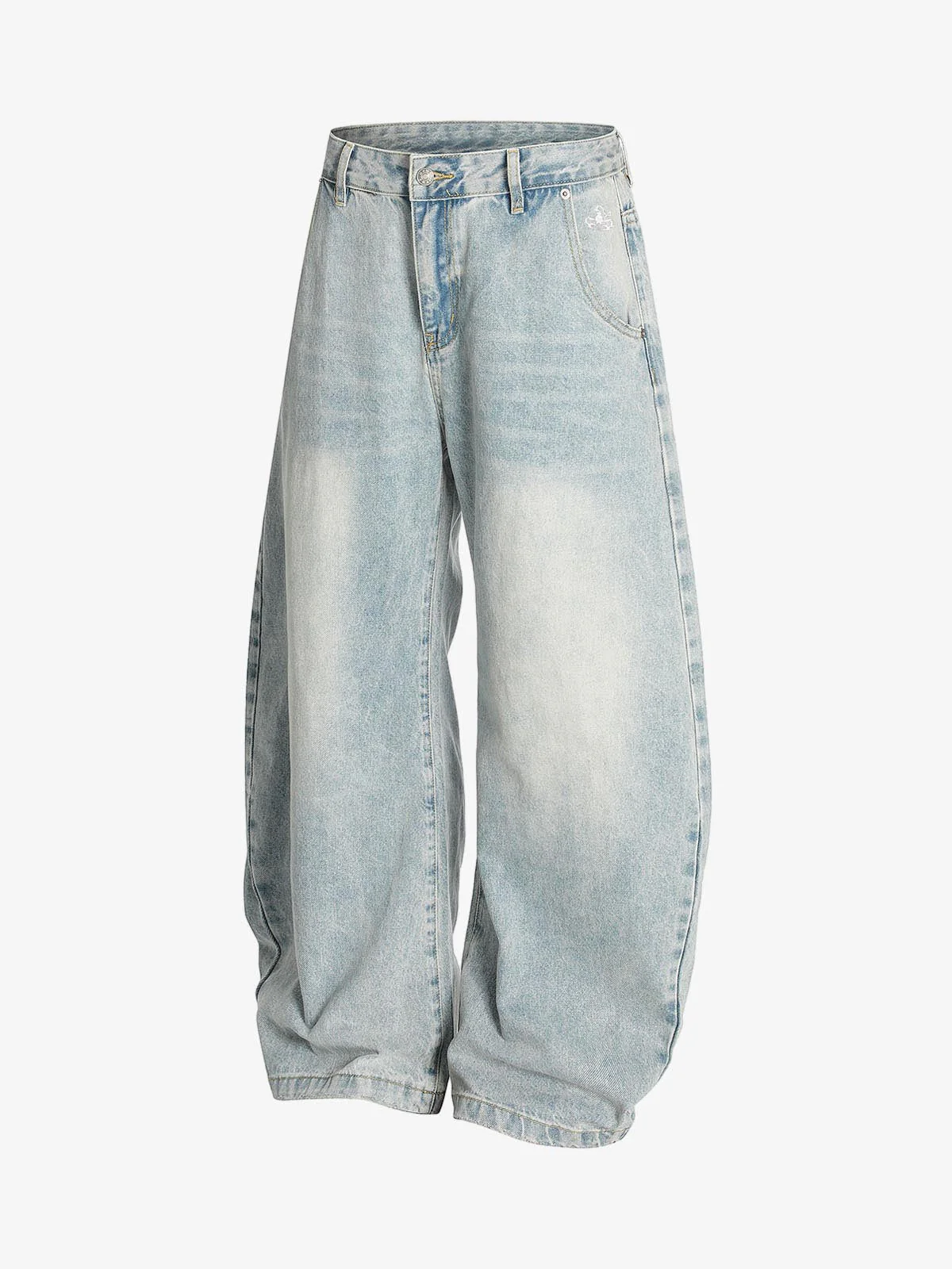 Denim Washed Distressed Barrel Jeans - 2511 - Image 6