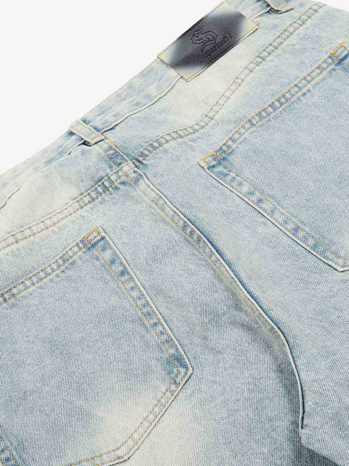 Denim Washed Distressed Barrel Jeans - 2511 - Image 7