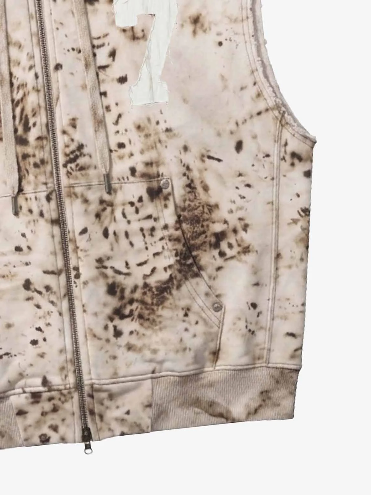 Washed Distressed Irregular Leopard Sleeveless Hooded Vest Set - Image 13